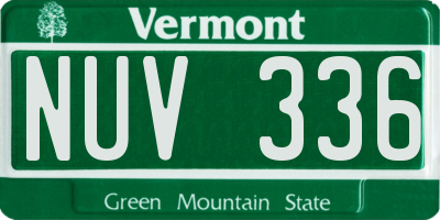 VT license plate NUV336