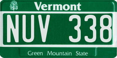 VT license plate NUV338