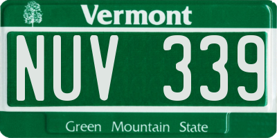 VT license plate NUV339