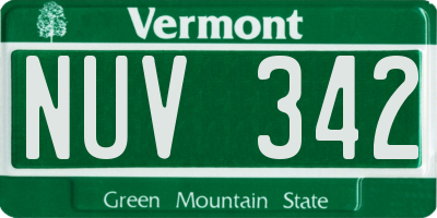 VT license plate NUV342