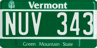 VT license plate NUV343