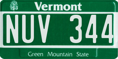 VT license plate NUV344
