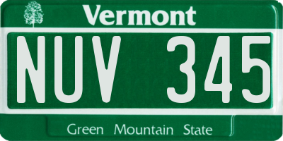 VT license plate NUV345