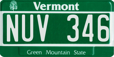 VT license plate NUV346