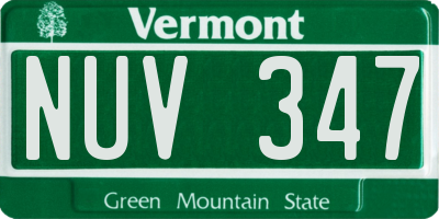 VT license plate NUV347