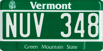 VT license plate NUV348