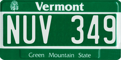 VT license plate NUV349