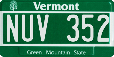 VT license plate NUV352