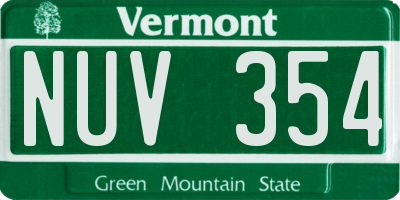 VT license plate NUV354