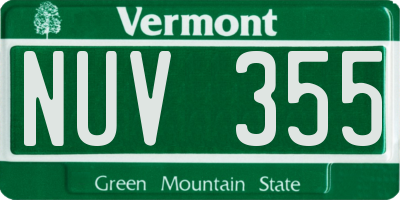 VT license plate NUV355