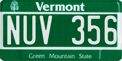 VT license plate NUV356