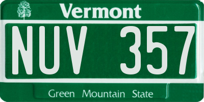 VT license plate NUV357