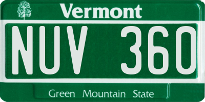 VT license plate NUV360