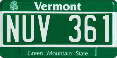 VT license plate NUV361