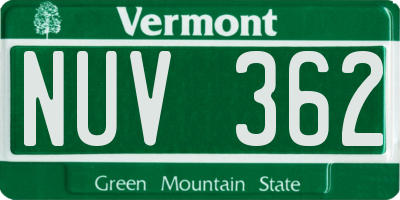 VT license plate NUV362
