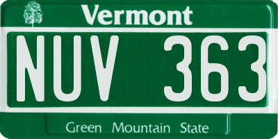 VT license plate NUV363