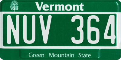VT license plate NUV364