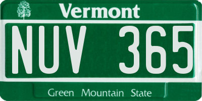 VT license plate NUV365