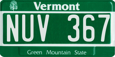 VT license plate NUV367