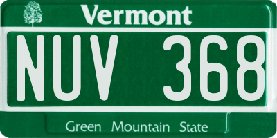 VT license plate NUV368