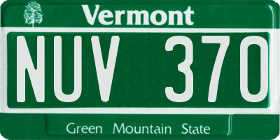 VT license plate NUV370