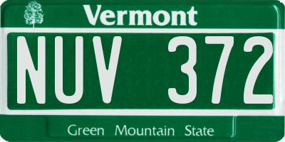 VT license plate NUV372