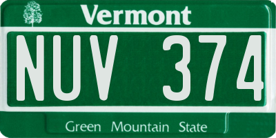 VT license plate NUV374