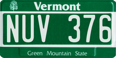 VT license plate NUV376