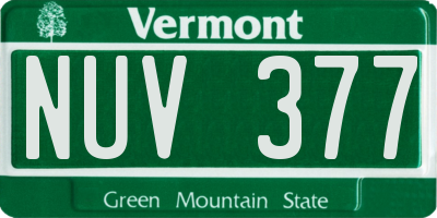 VT license plate NUV377