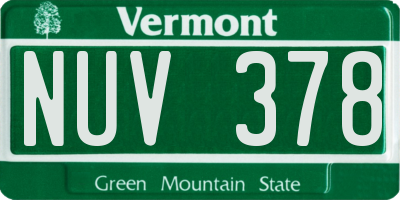 VT license plate NUV378