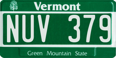 VT license plate NUV379
