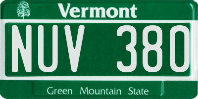 VT license plate NUV380