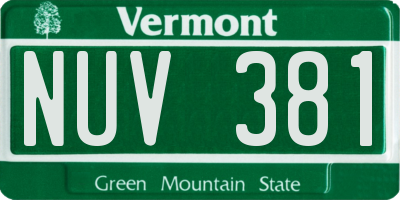 VT license plate NUV381