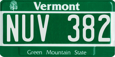 VT license plate NUV382