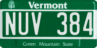 VT license plate NUV384