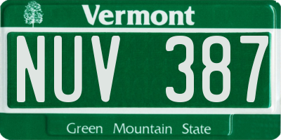 VT license plate NUV387