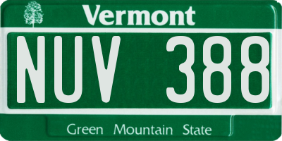 VT license plate NUV388