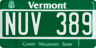 VT license plate NUV389