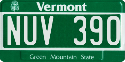 VT license plate NUV390