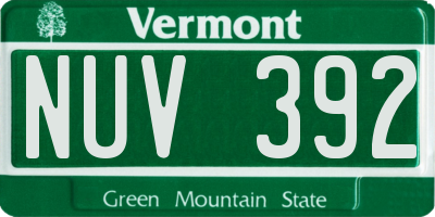 VT license plate NUV392