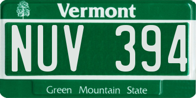 VT license plate NUV394