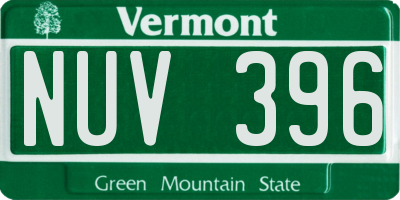 VT license plate NUV396