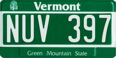 VT license plate NUV397
