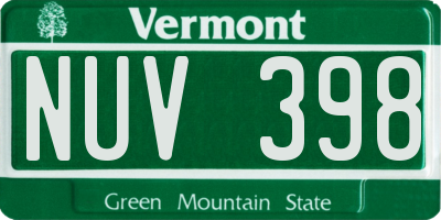 VT license plate NUV398