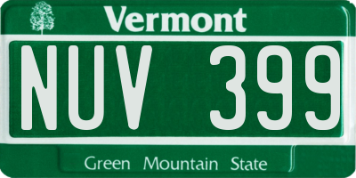 VT license plate NUV399
