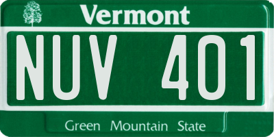 VT license plate NUV401