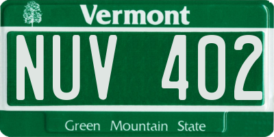 VT license plate NUV402