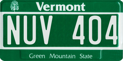VT license plate NUV404