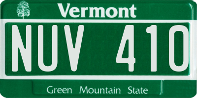 VT license plate NUV410