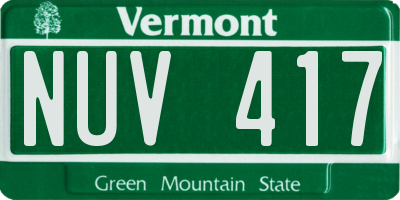 VT license plate NUV417